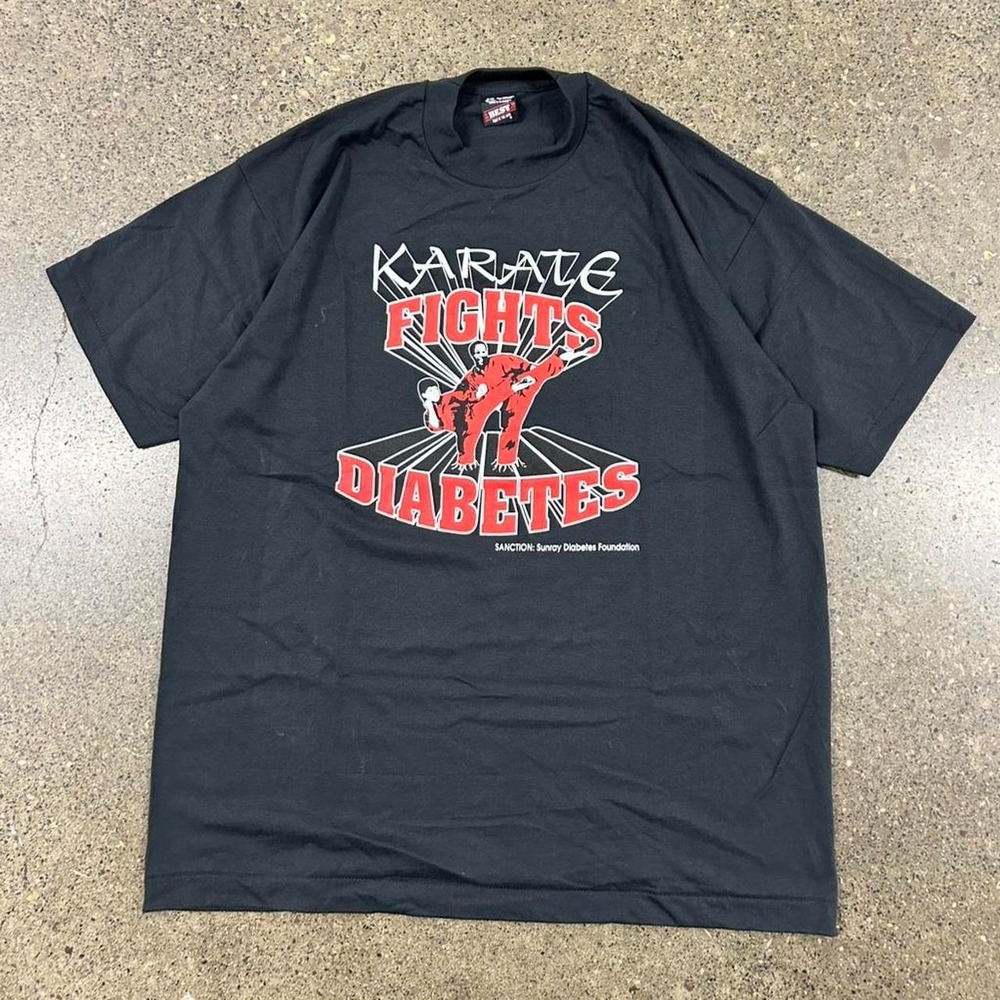 Vintage 90s Karate Fights Diabetes Disease Promo T-Shirt (Size XL) Single Stitch